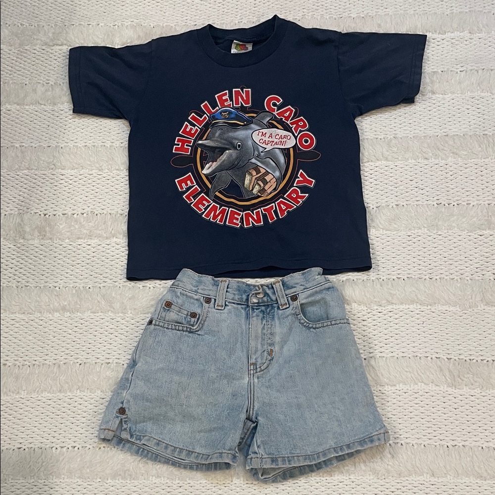 Vintage 90s GAP shorts dolphin Short Sleeve T-shirt girls size 6